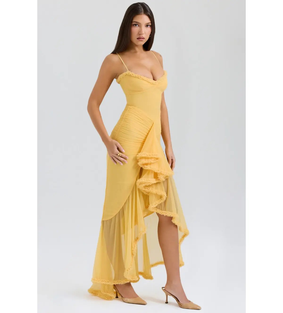 House of CB Gabbi Ruffled Front Gown Apricot Size M / AU 10 photo 4