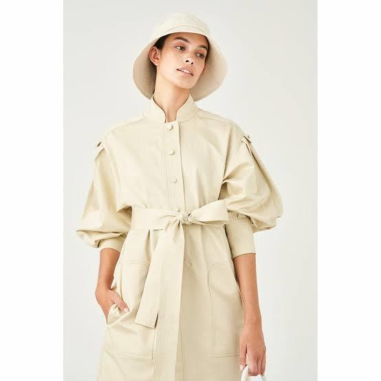 Oroton Cotton Linen Full Sleeve Tunic Dress Cream Size 8 photo 2