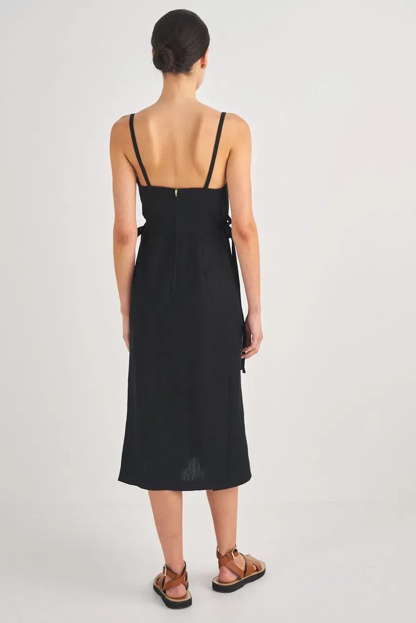 Oroton Linen Apron Dress Black Size AU 10 photo 2