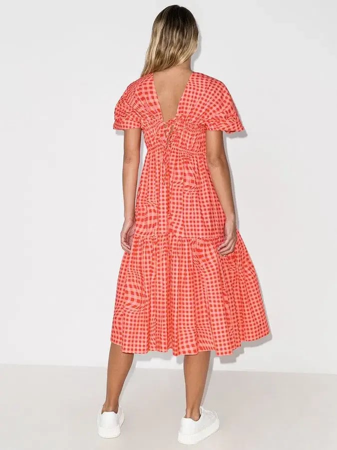 Molly Goddard Browns 50 Bo Brigham Gingham-print Midi Dress Red Size 8 photo 2