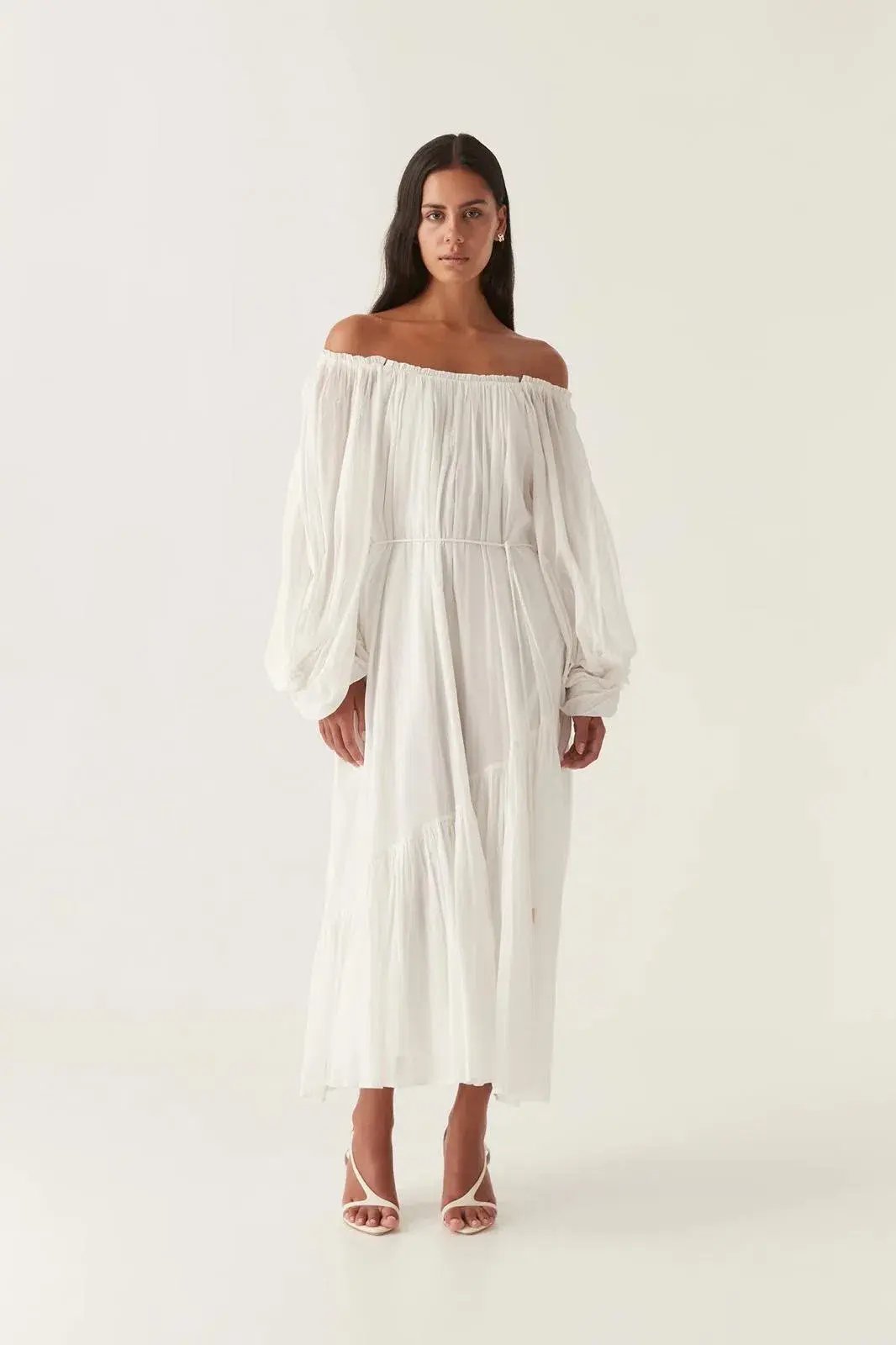 Aje Avani Smock Midi Dress Ivory Size 10 photo 2