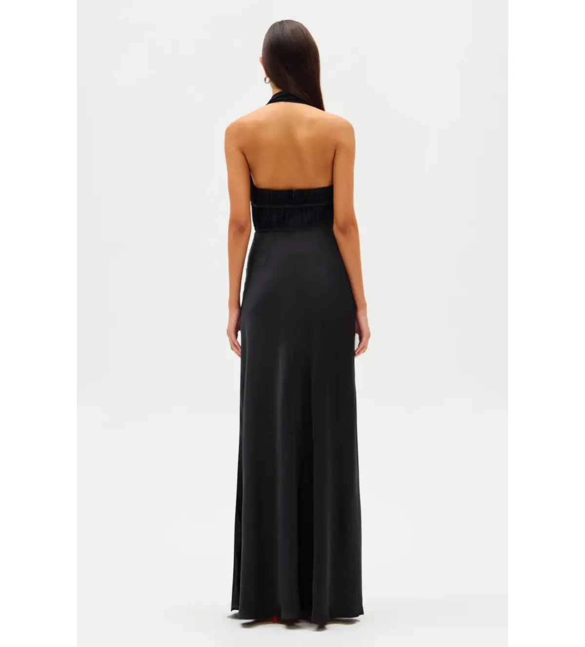 MISHA Celine Satin Maxi Dress Black Size 4/XXS photo 3