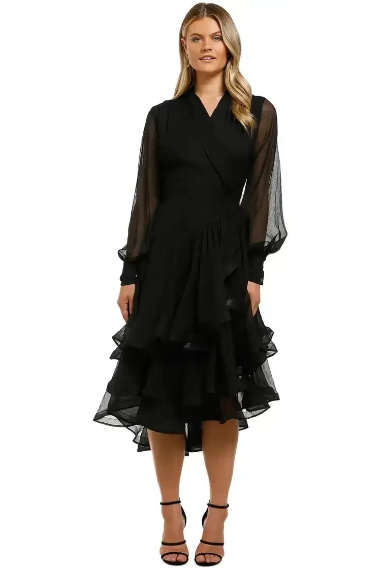 Elliatt Cuba Midi Dress in Black Size 8 photo 2