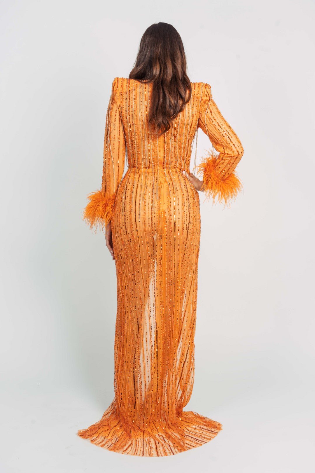 LUNAR FEATHER SLEEVE DRESS BY MY SECRET WARDROBE ORANGE photo 4