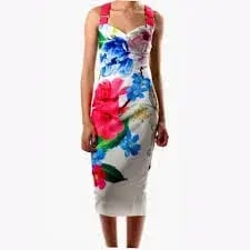 Ted Baker Alexie Dress in Forget Me Not Print in White Size 8 photo 5