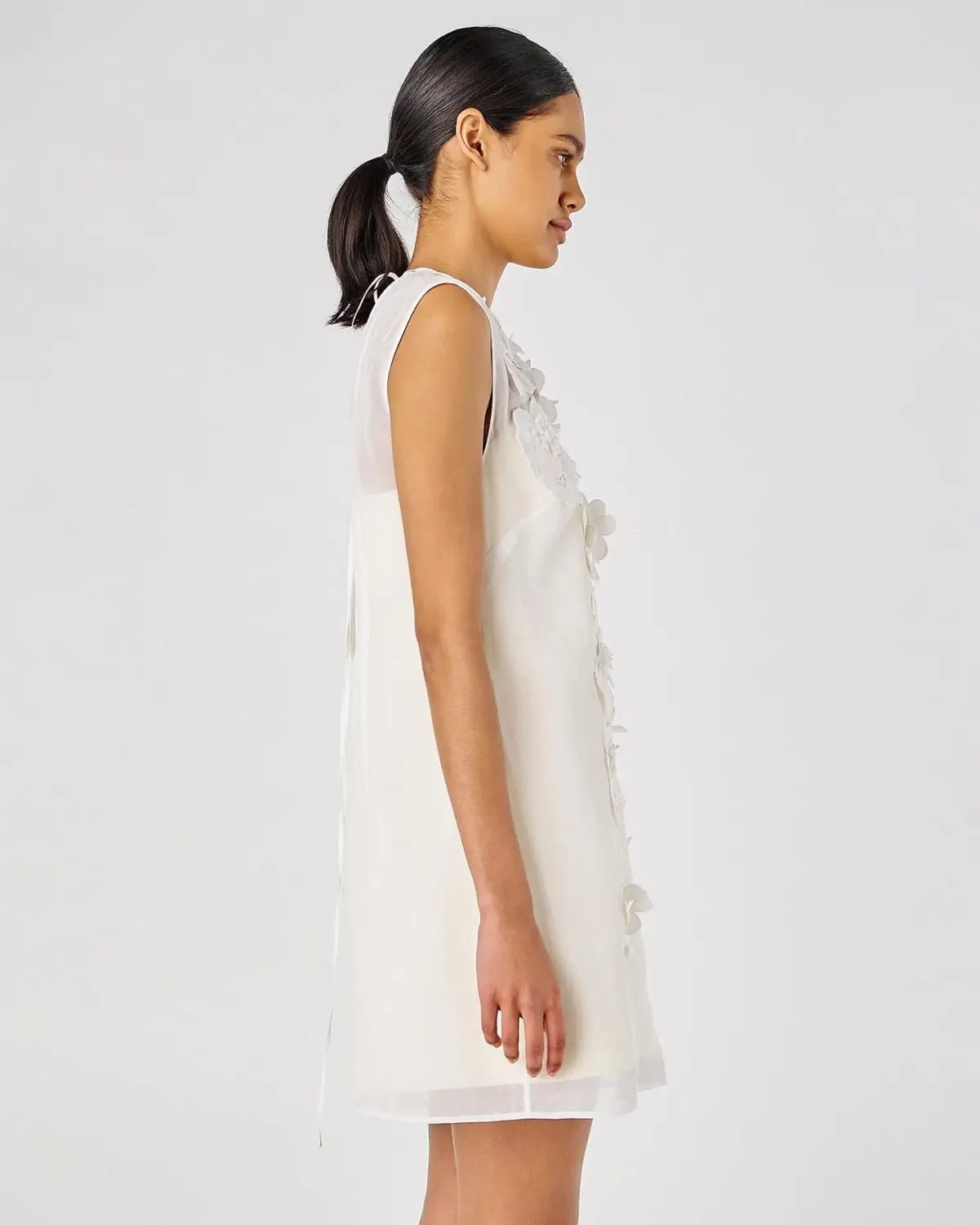 Oroton Lace Flower Sheer Mini Dress Soft Cream Size 14 photo 5