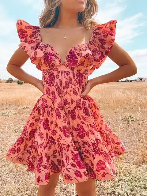 Zimmermann Lovestruck Pleated Mini Dress Floral Size 2 / AU 12 photo 2
