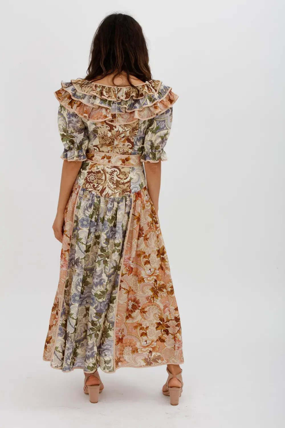 Alèmais Phillipa Ruffle Neck Midi Dress Floral Size 8 photo 7