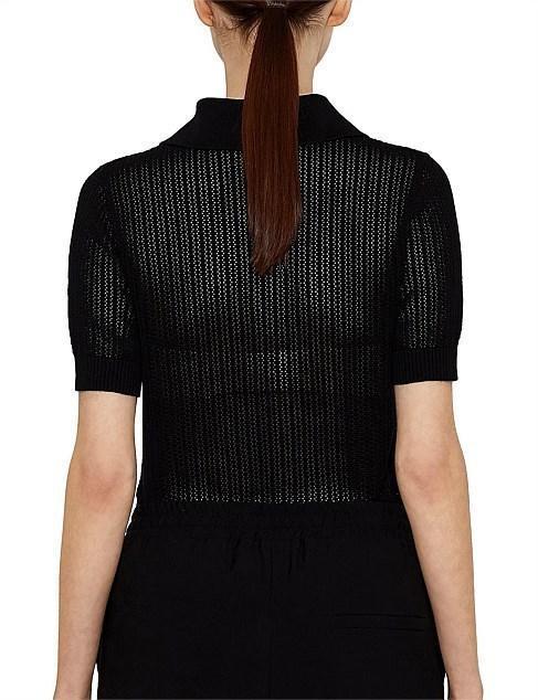 Viktoria and Woods Double Polo Knit Top Black Size 8 photo 4