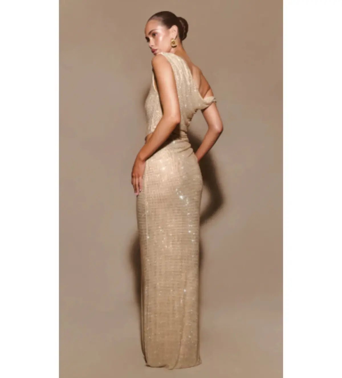 Meshki Kenny Diamante Maxi Gown Gold Size 4 photo 5