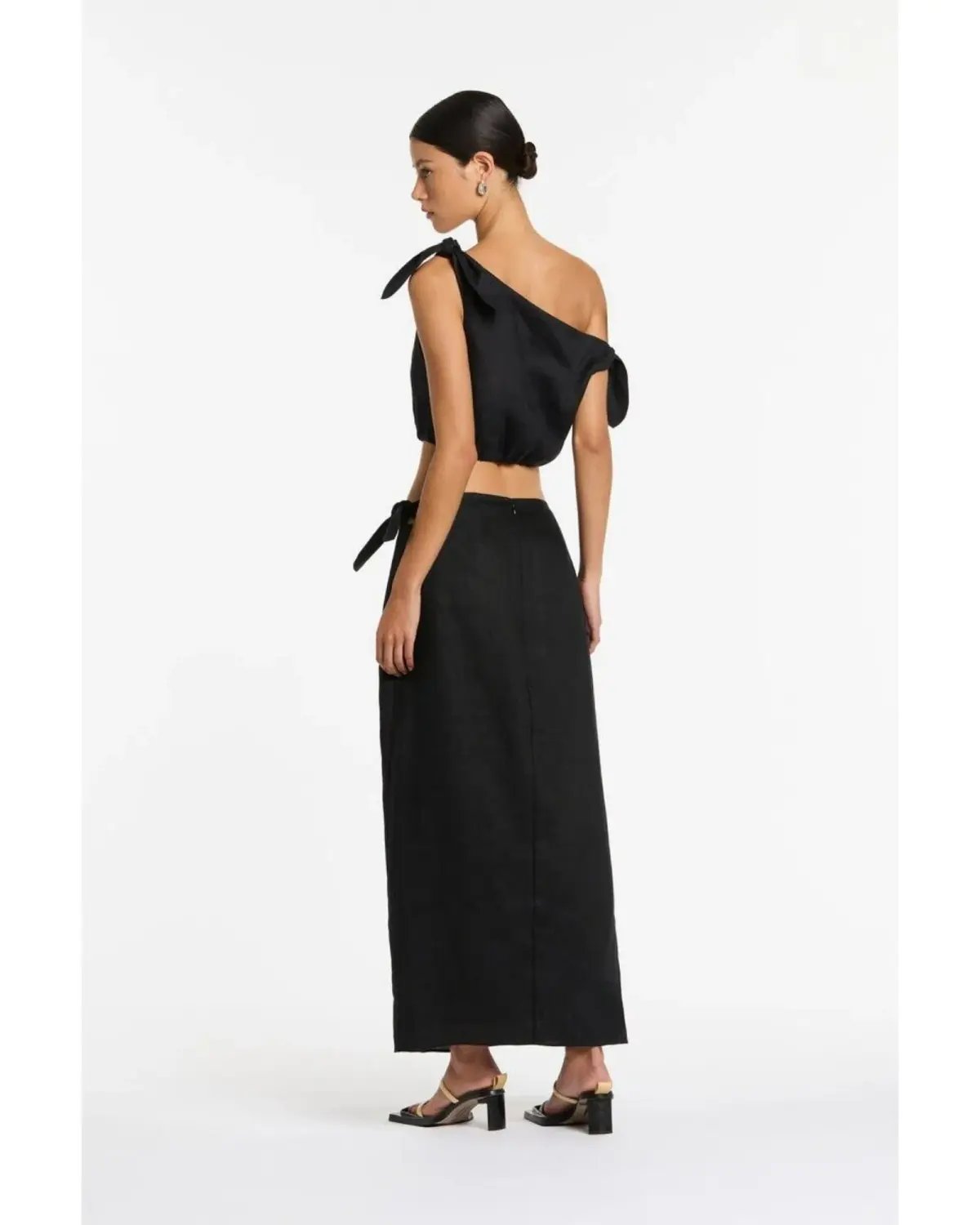 Sir The Label Bettina Tie Crop Size AU 12 and Midi Skirt Size AU 10 Set Black photo 3