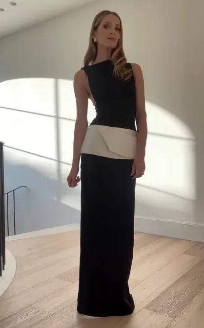 Rachel Gilbert Rikki Maxi Gown in Black/Ivory Size AU 10 photo 2