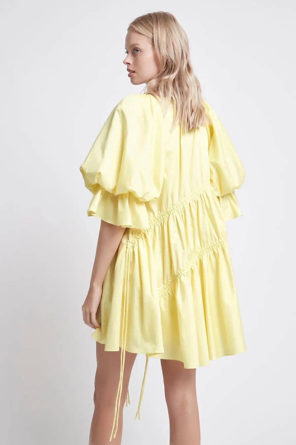 Aje Hushed Asymmetric Mini Dress Yellow Size 6 photo 2