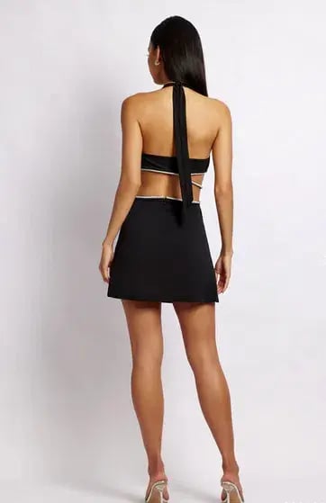 Meshki Nicha Halter Mini Dress With Cut Outs Black Size 6 photo 3