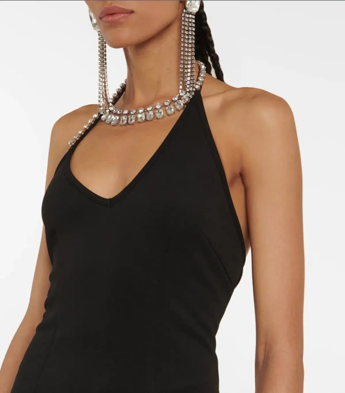 Area NYC Asymmetrical Halter Crystal Mini Dress Black Size S / Au 8 photo 2