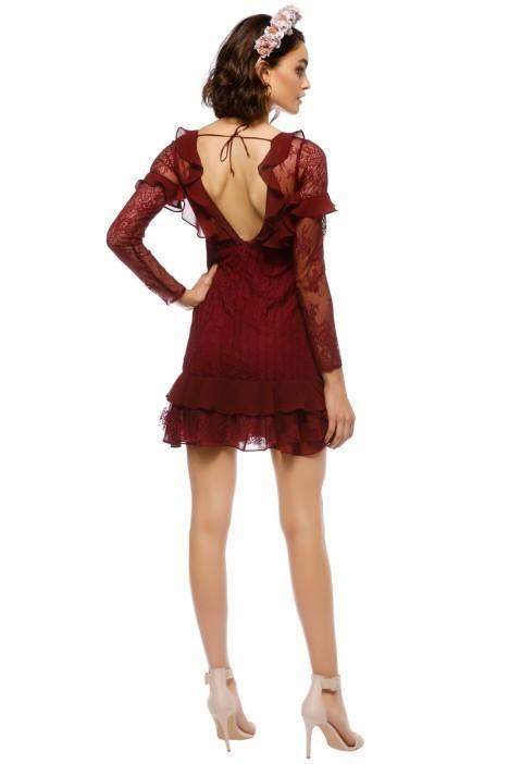 For Love of Lemons Daphne Lace Mini Burgundy Dress Sz 10 photo 2
