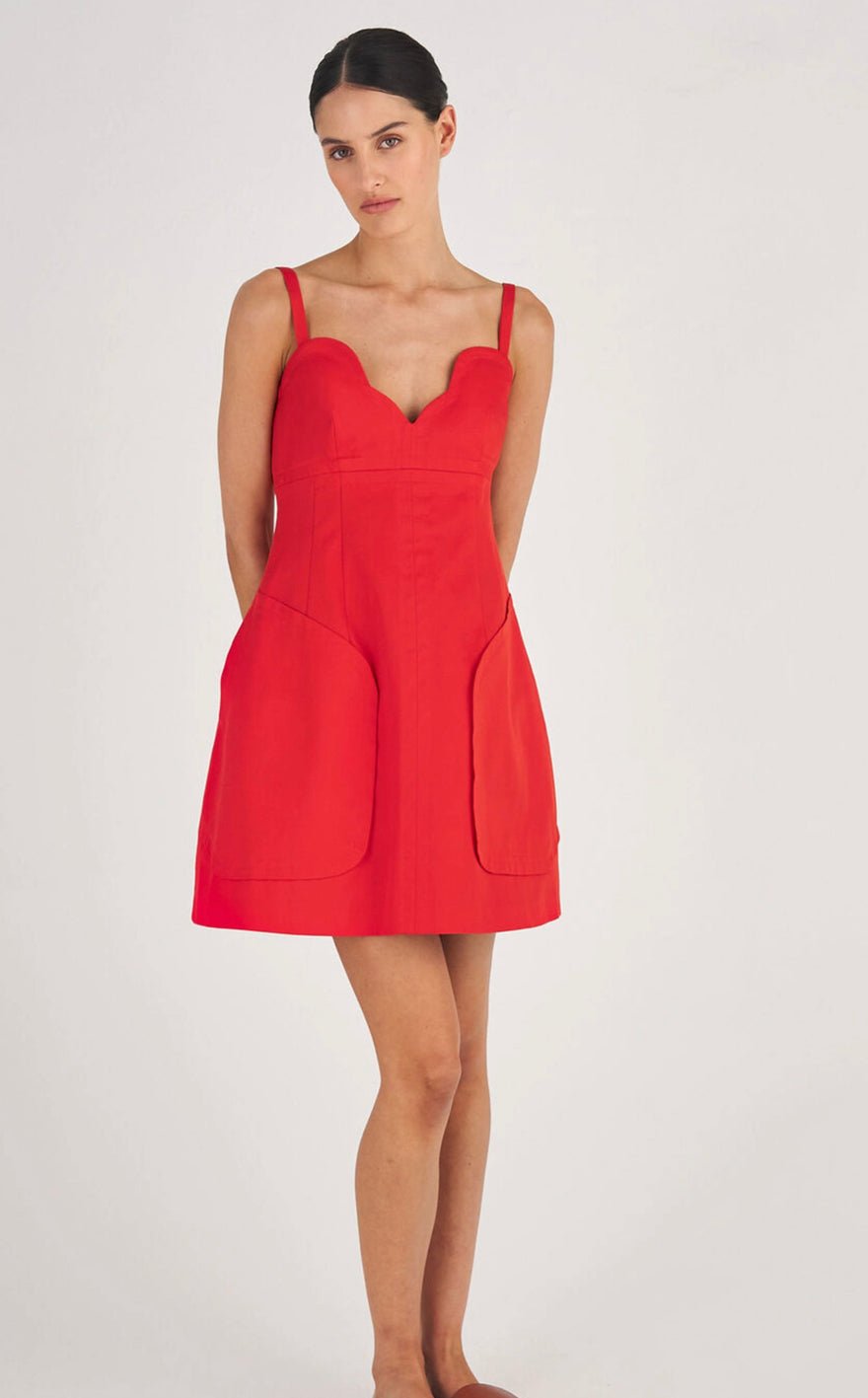 Oroton Short Scallop Dress True Red photo 3