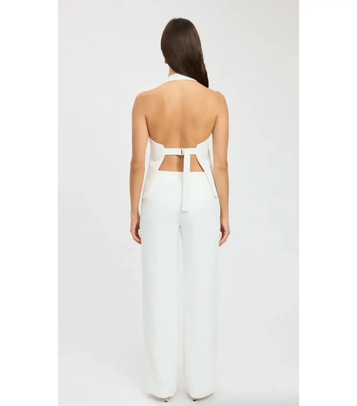 Kookai Ariel Buckle Halter Top and Pants Set White Size AU 10 photo 2