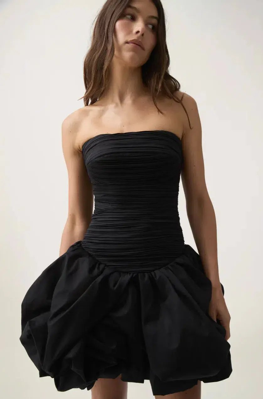 Aje Violette Bubble Hem Mini Dress Black Size 6 photo 4
