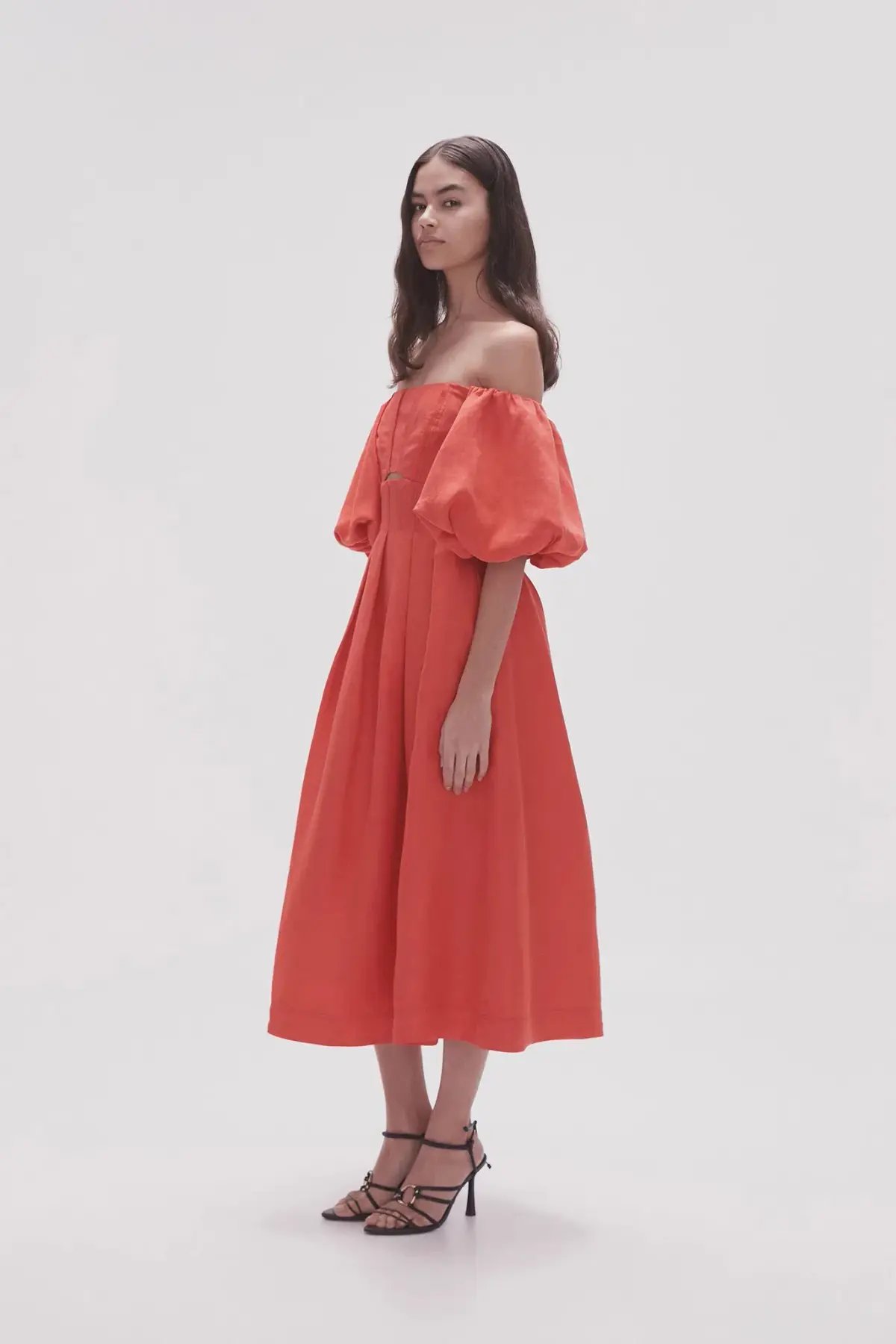 Aje Eugenie Off Shoulder Midi Dress Scarlet Red Size 12 photo 6