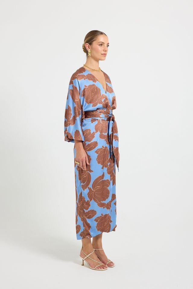 Pasduchas Lucent Wrap Midi Dress - Choc Ocean photo 3