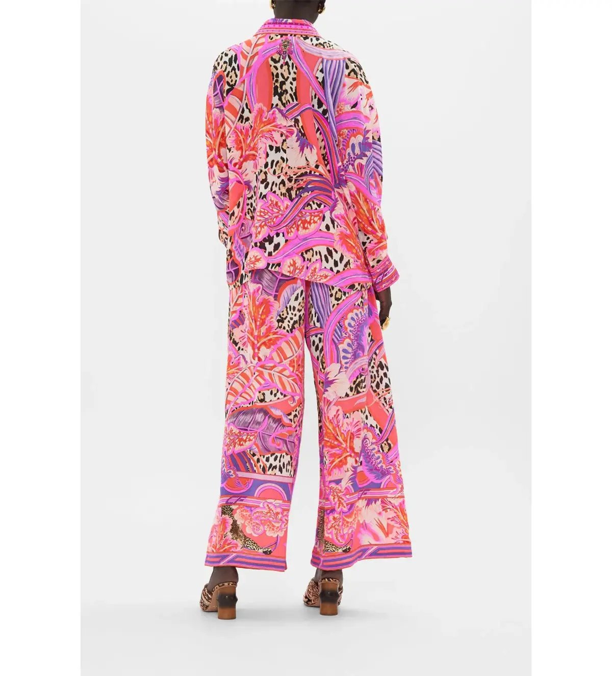 Camilla Viola Vintage Wing Collar Blouse Size XL AU 16 and Tuck Front Pant Size XXL AU 18 Set Multi Print photo 5