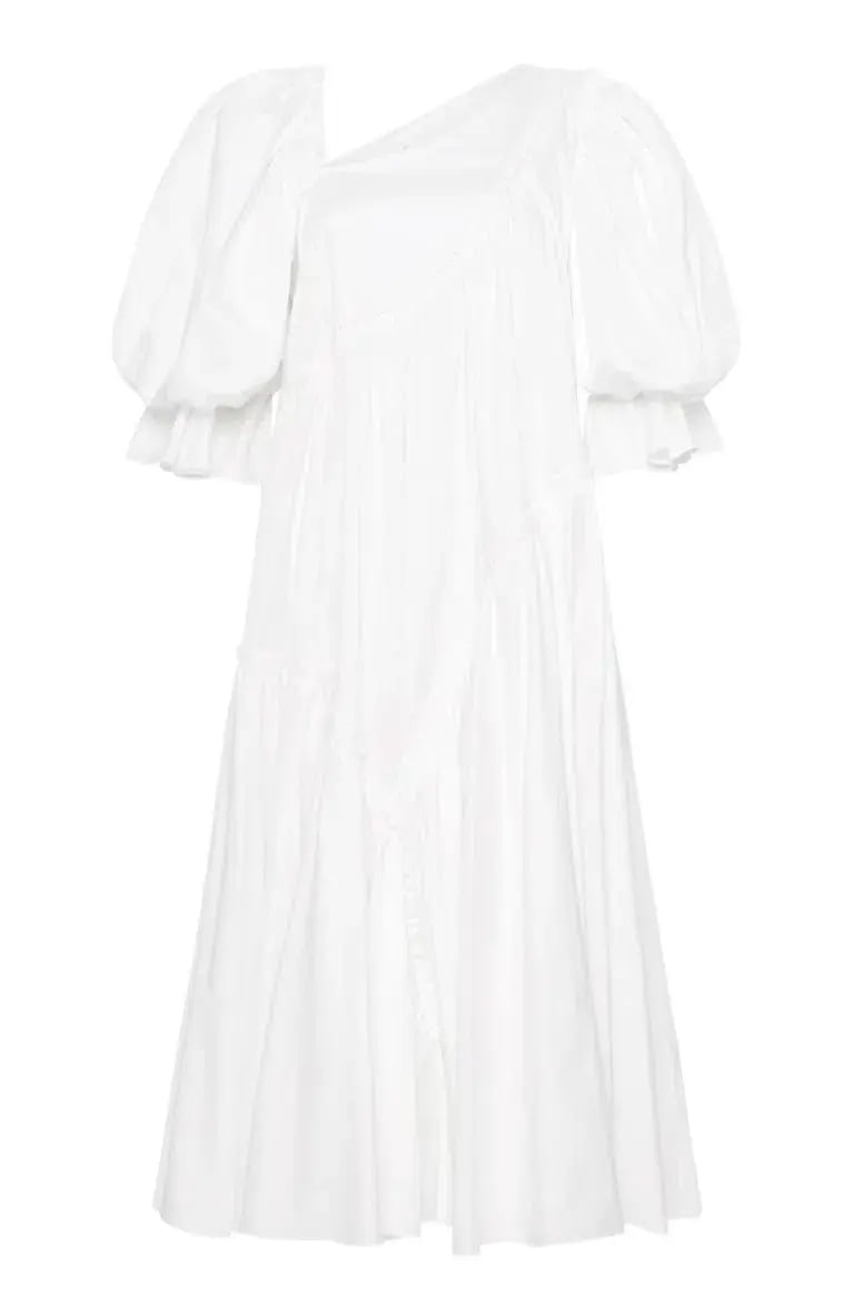 Aje Casabianca Braided Puff sleeve Midi Dress White Size 14 photo 4