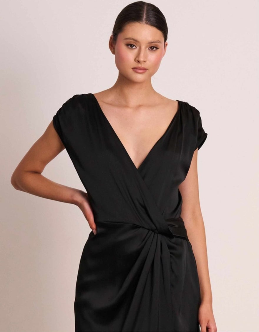 Pasduchas Luminous Wrap Midi Dress, Black photo 2