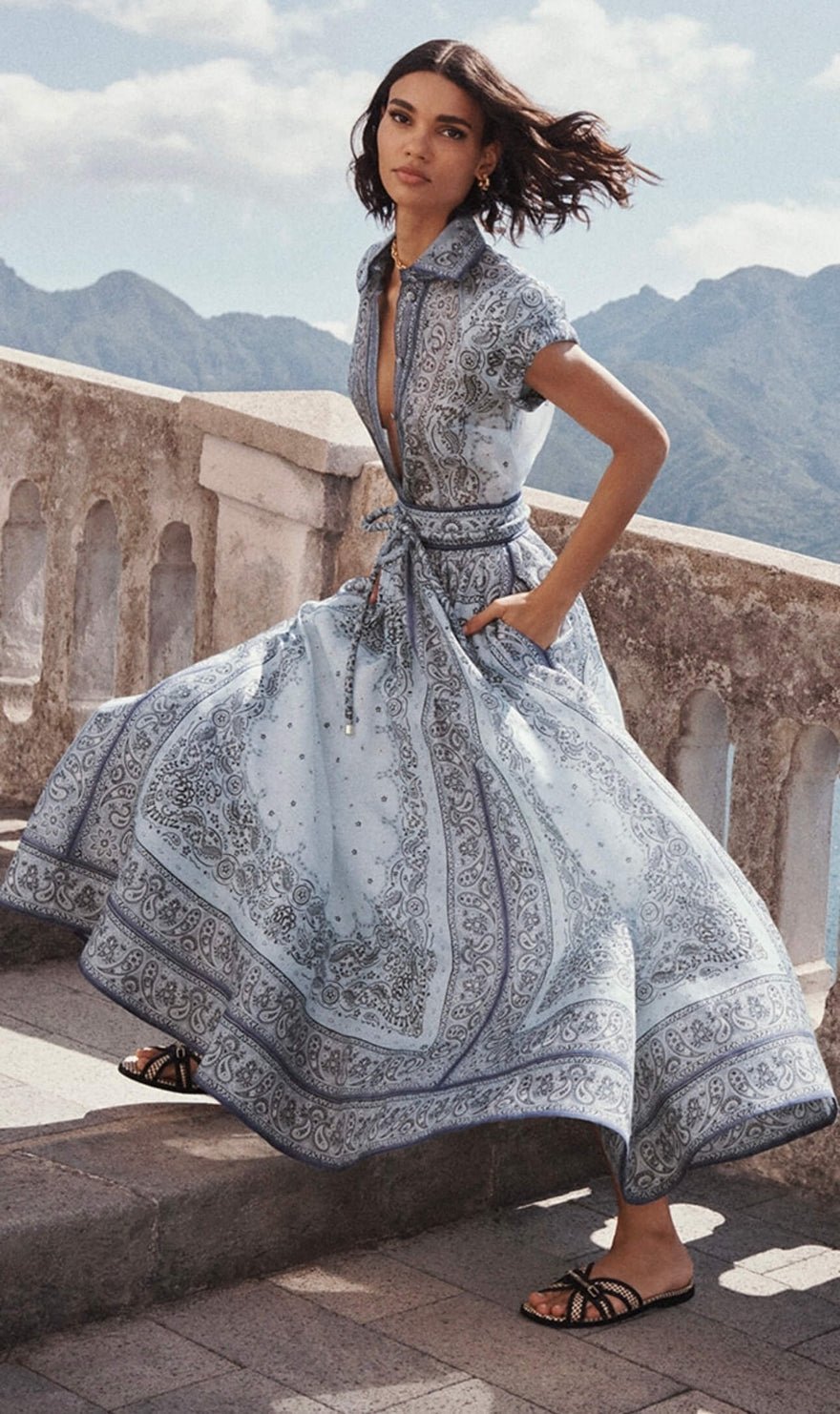 Zimmermann Gathered Shirt And Midi Skirt Set photo 3