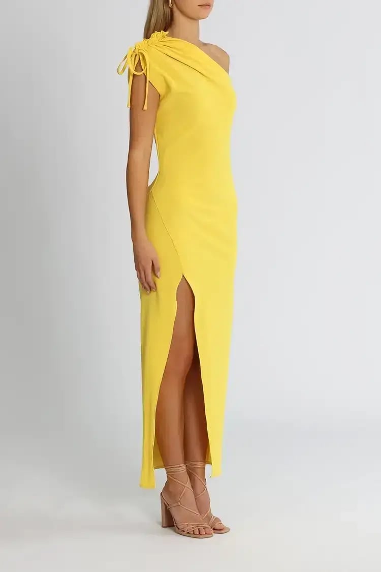 By Johnny Jasmine One Shoulder Dress in Yellow Size 10 photo 2