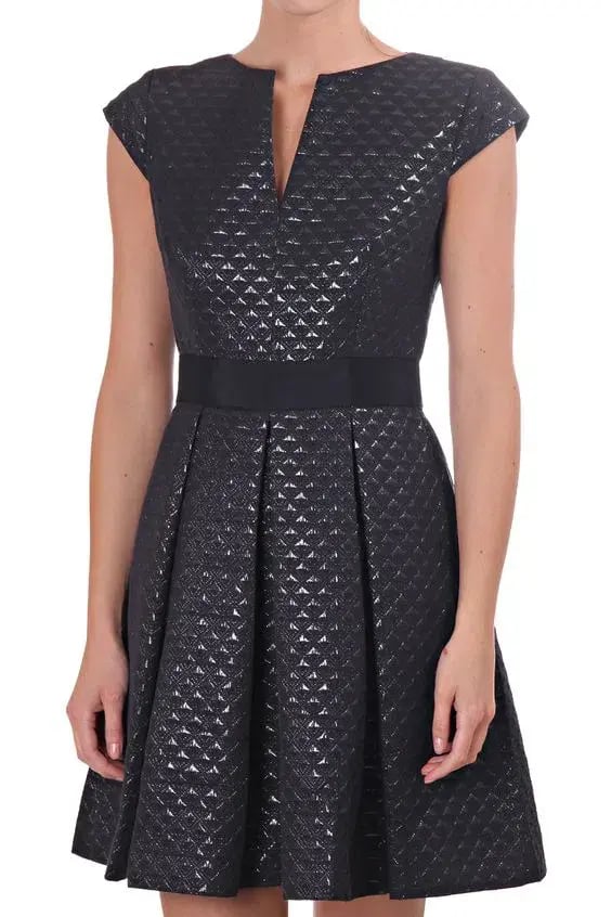 Ted Baker Carice Metallic Jacquard Capsleeve Mini Dress Black Size 0 / Au 6 photo 2