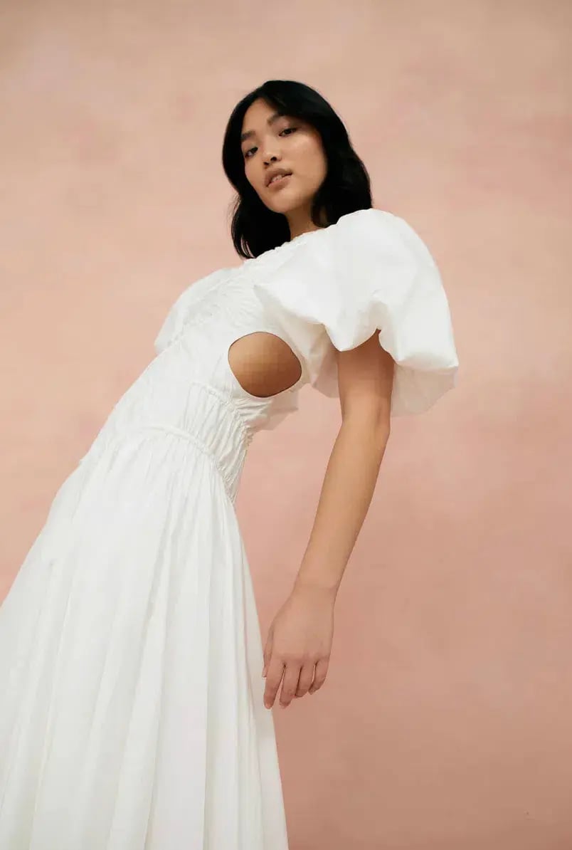 Aje Siren Drawstring Midi Dress Ivory Size 6 photo 3