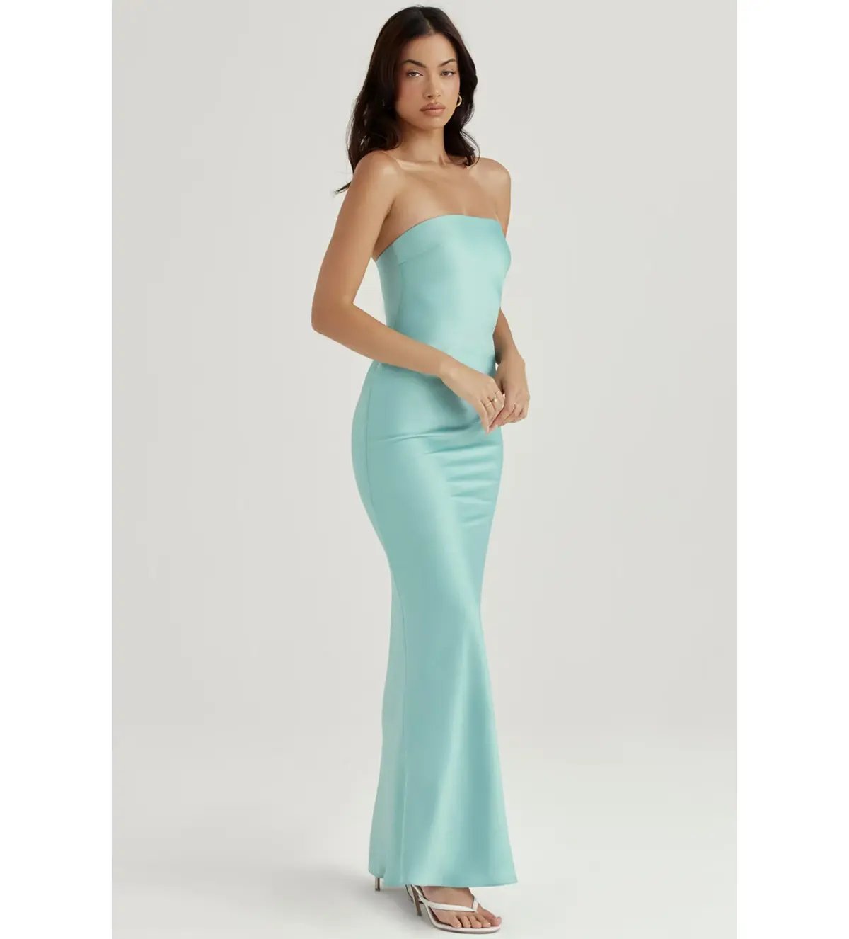 House of CB Alette Satin Maxi Dress Jade Size M / AU 10 photo 2