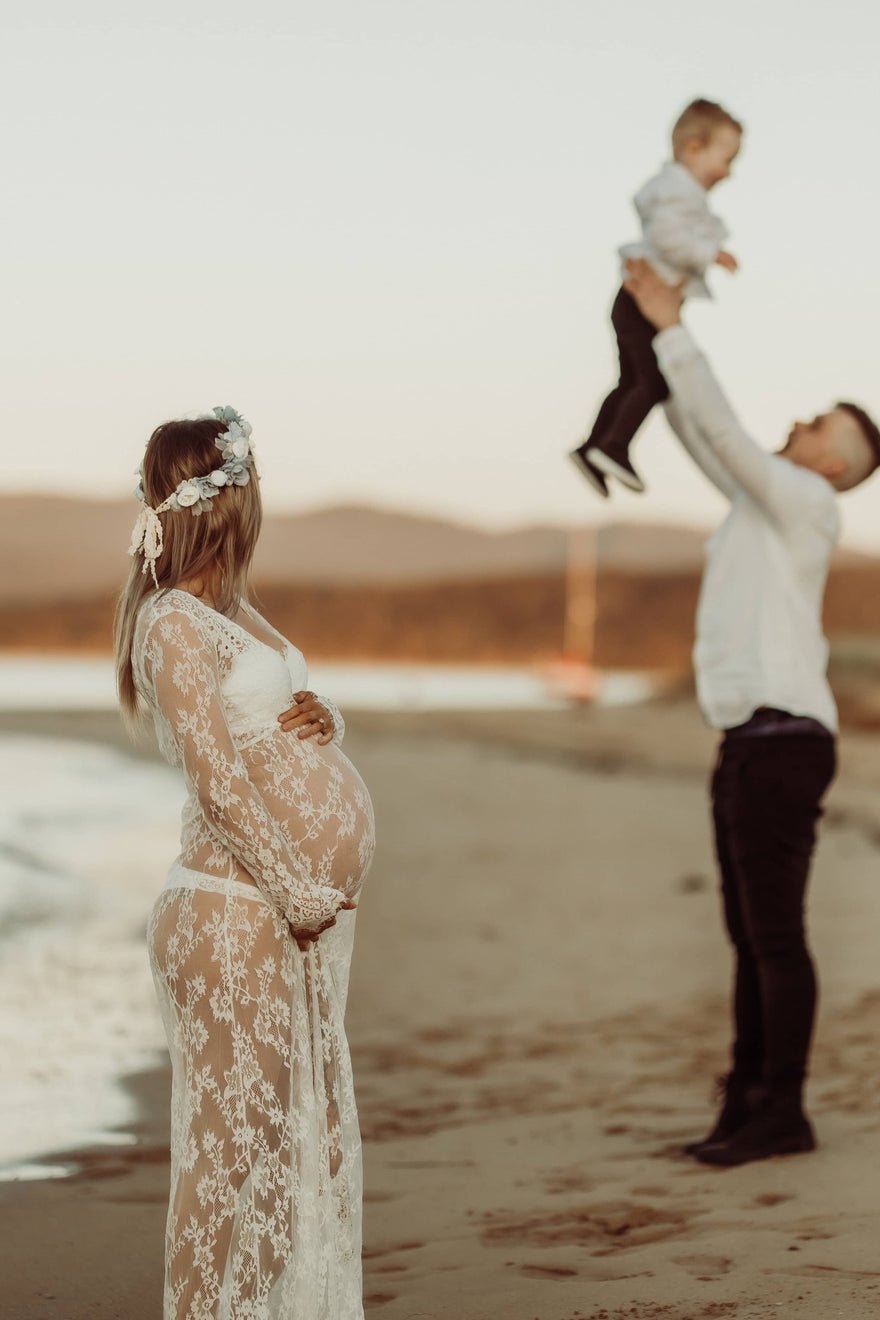 Mama Rentals Katherine Sheer Lace Maxi Dress - White photo 2
