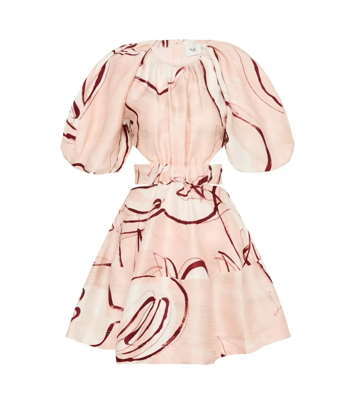 Aje Psychedelia Puff Sleeve Mini Dress Whimsical Dove Size AU 6 photo 3