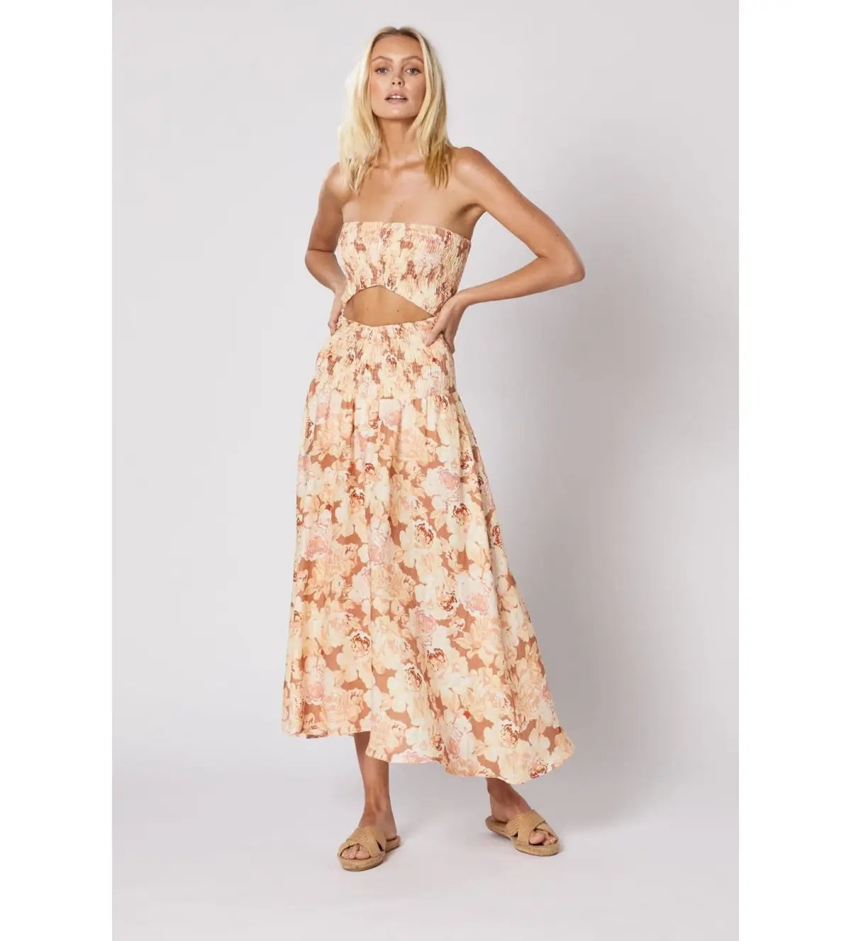 Winona Flourish Shirred Midi Dress in Multi Size XXS / Size AU 4 photo 2