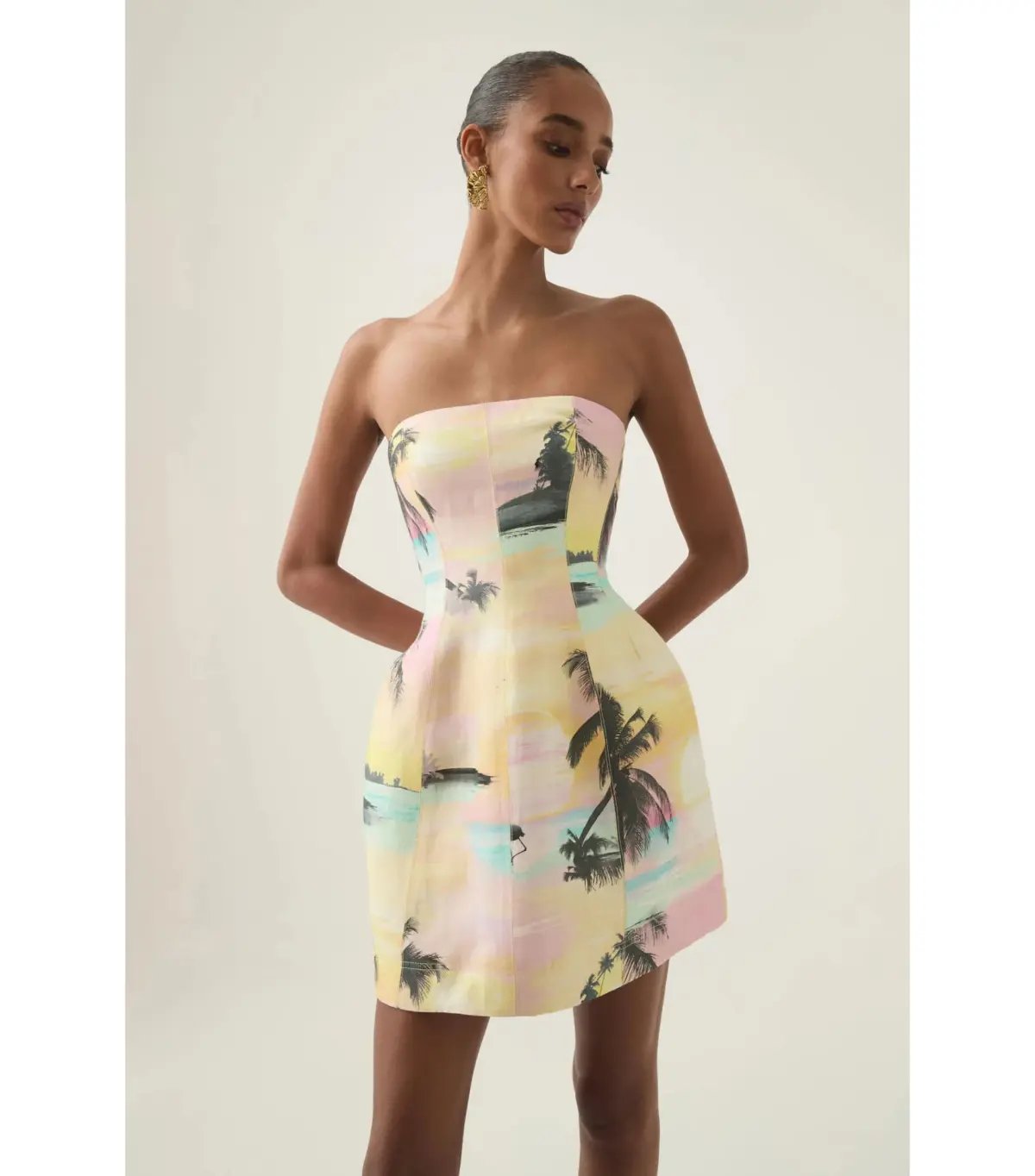 Aje Baret Strapless Mini Dress in Sunset Sky Size AU 14 photo 2