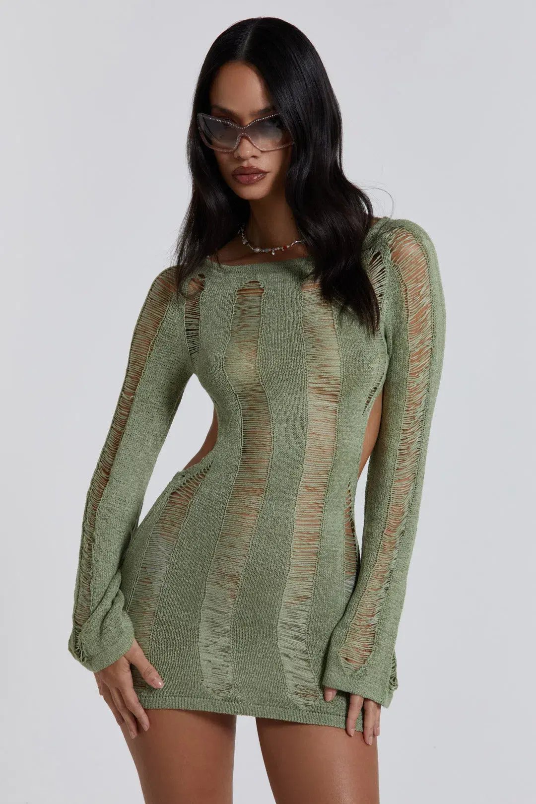 Jaded London Umbra Mini Dress Khaki Size 8 photo 2