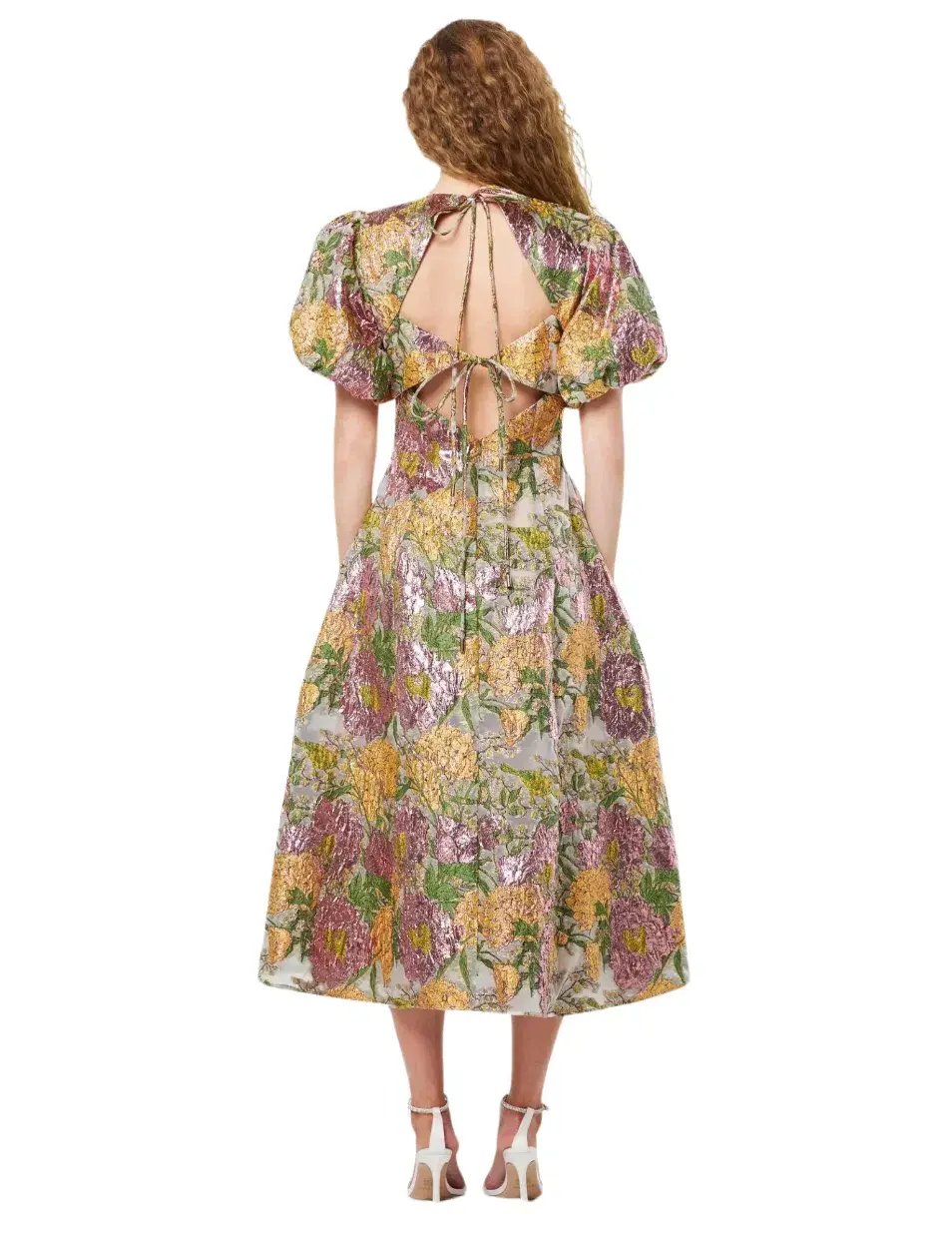 Elliatt Darlene Midi Dress Metallic Floral Size L / AU 12 photo 3