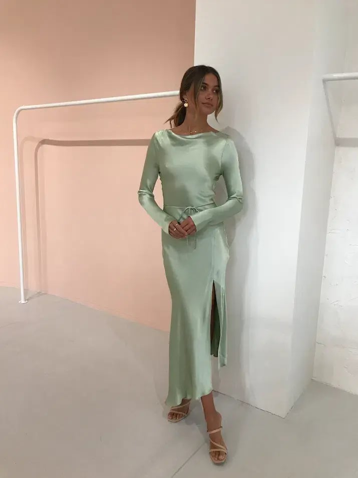 Bec & Bridge Crest Long Sleeve Midi Dress Peppermint Green Size AU 8 photo 2