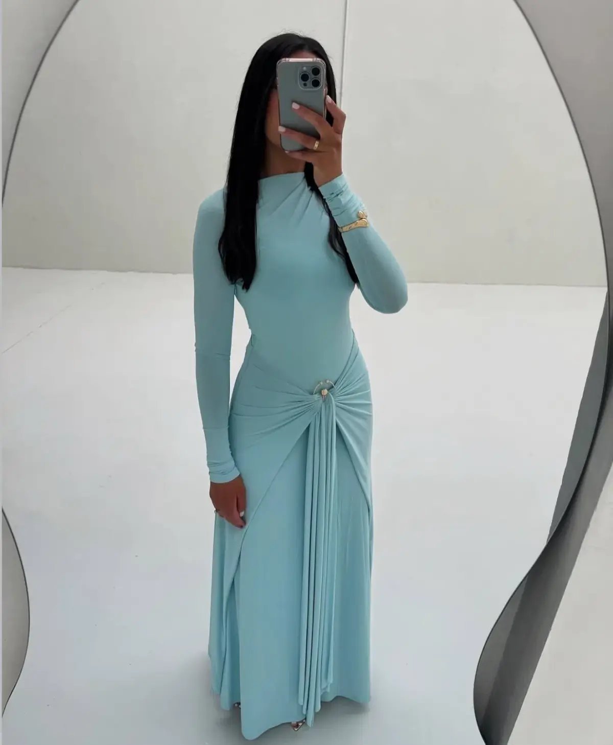 Alaia Muse Yasmin Gown Blue Size 8 photo 3