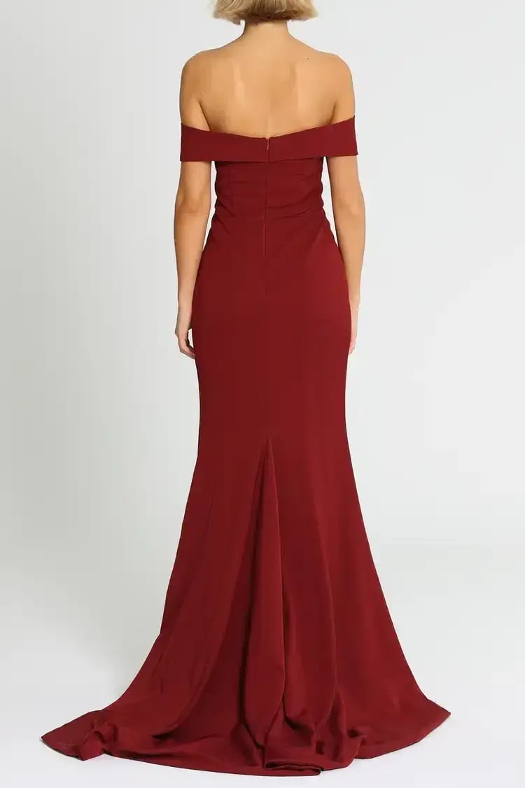 Samantha Rose Gia Off Shoulder Gown Wine Burgundy Size 14 photo 3