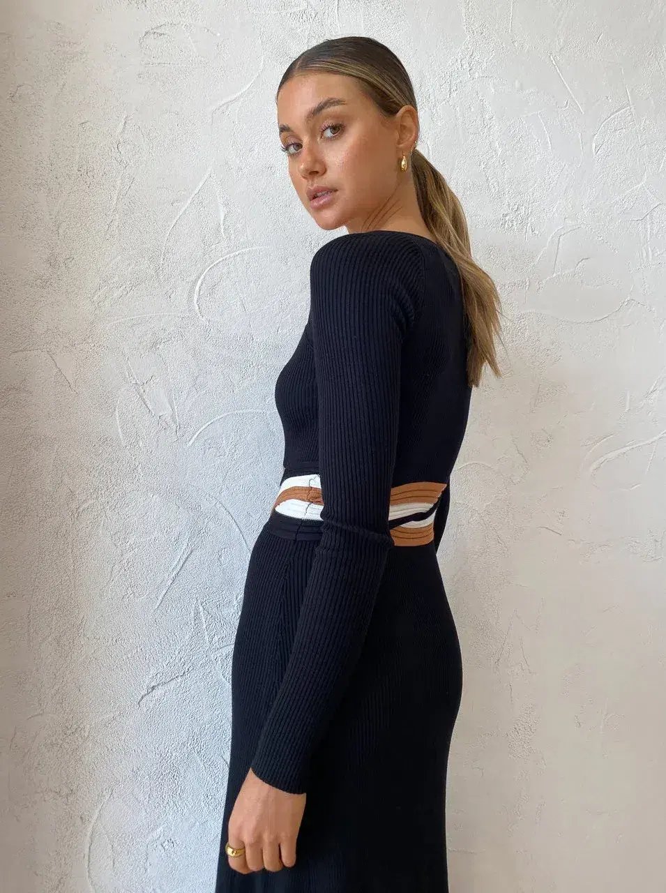 Sovere Studios Inertia Knit Midi Dress Black Size 10 photo 3