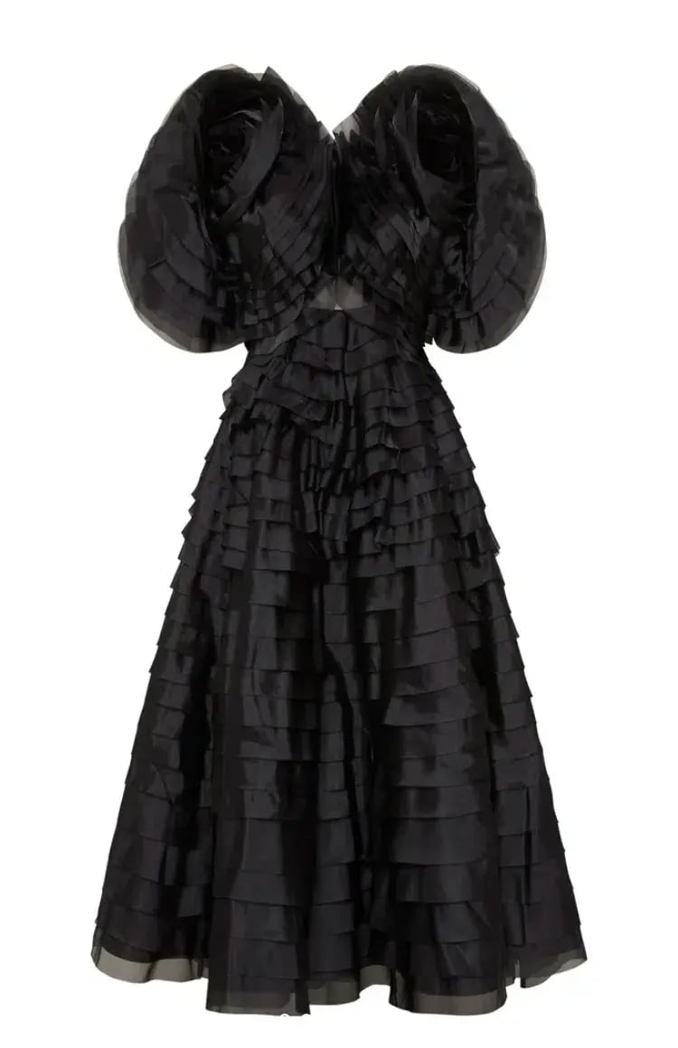 Aje Amour Ruffle Midi Dress Black Size 8 photo 6
