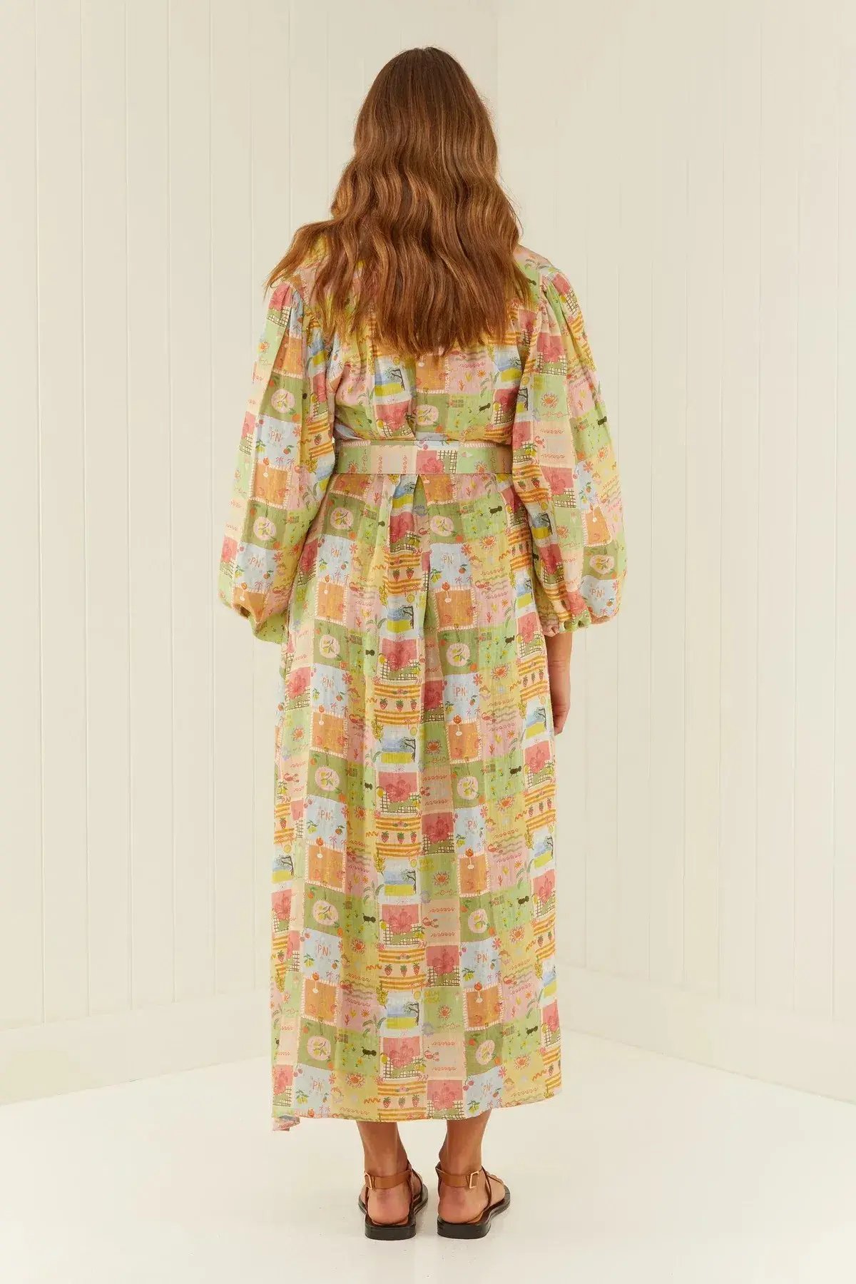 Palm Noosa Noddy Noosa Tiles Linen Maxi Dress Multi Size 12 photo 3