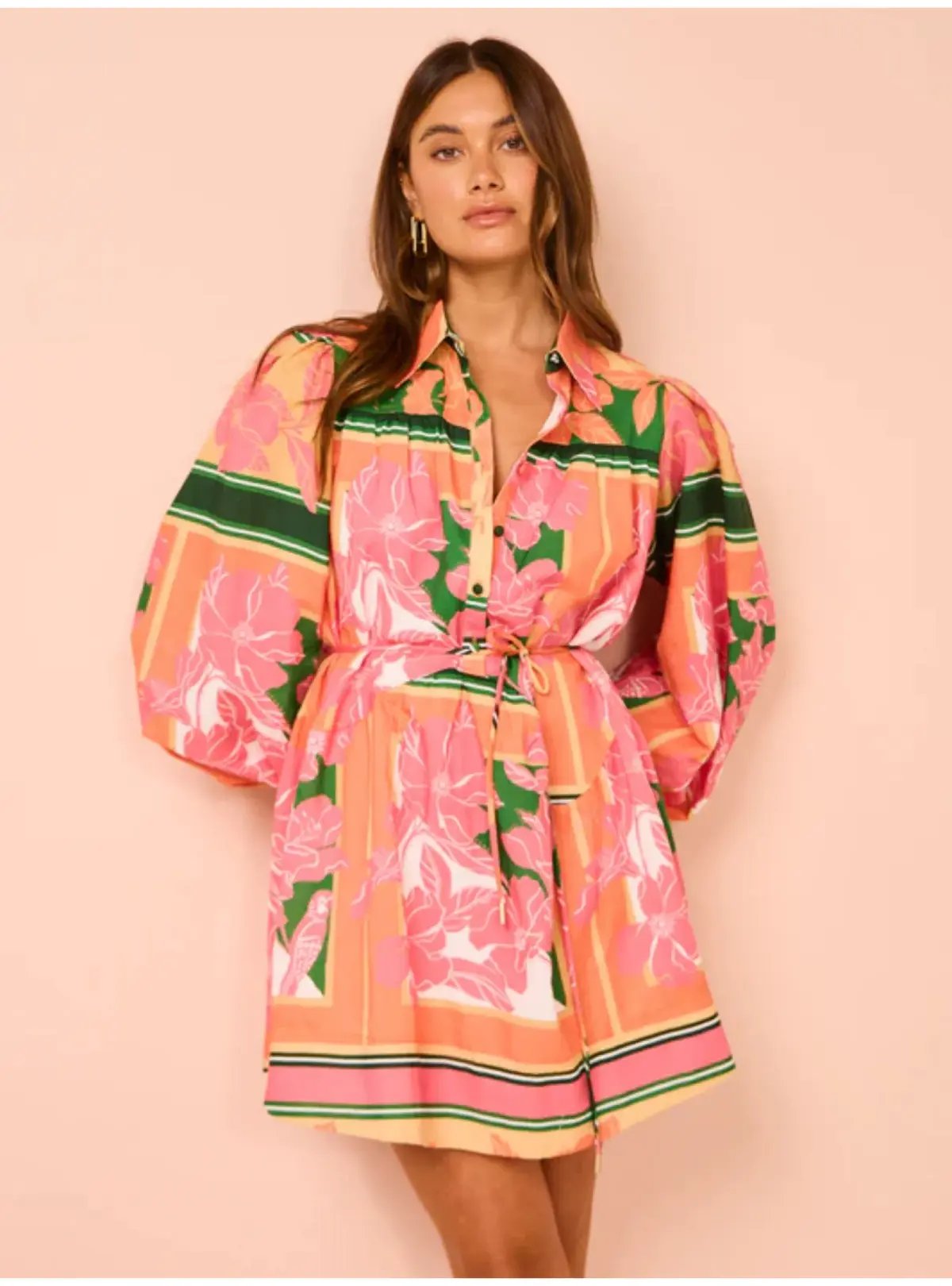 By Nicola Sail Away Mini Billow Sleeve Dress In Rio Floral Size AU 14 photo 2