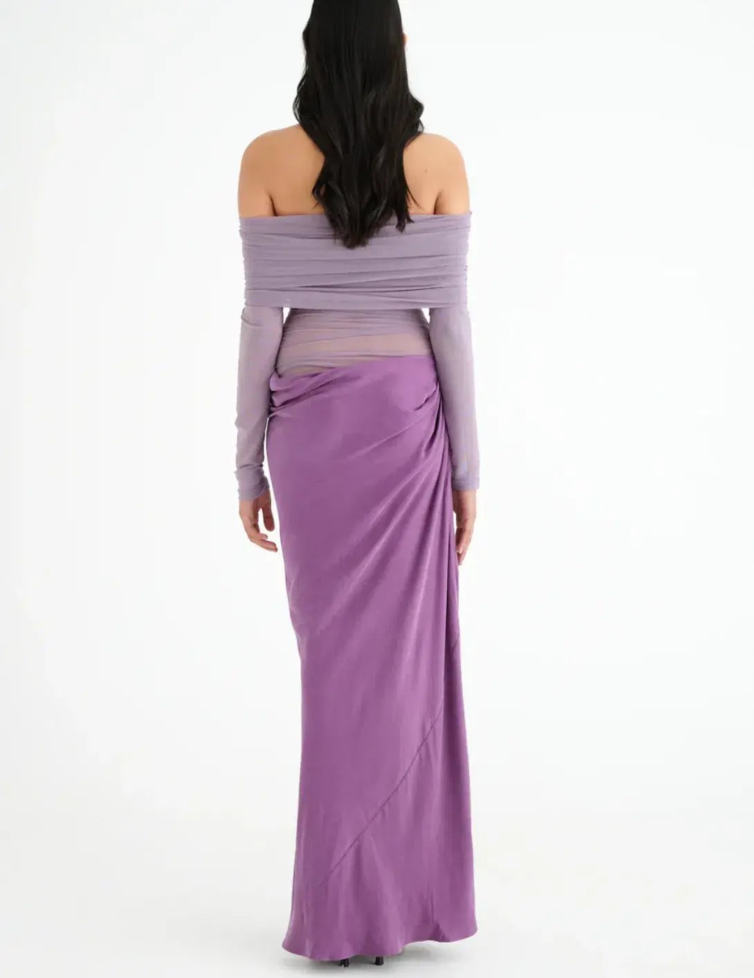 Benni Yasmin Off Shoulder Maxi Dress in Vintage Orchid Purple Size 6 photo 3