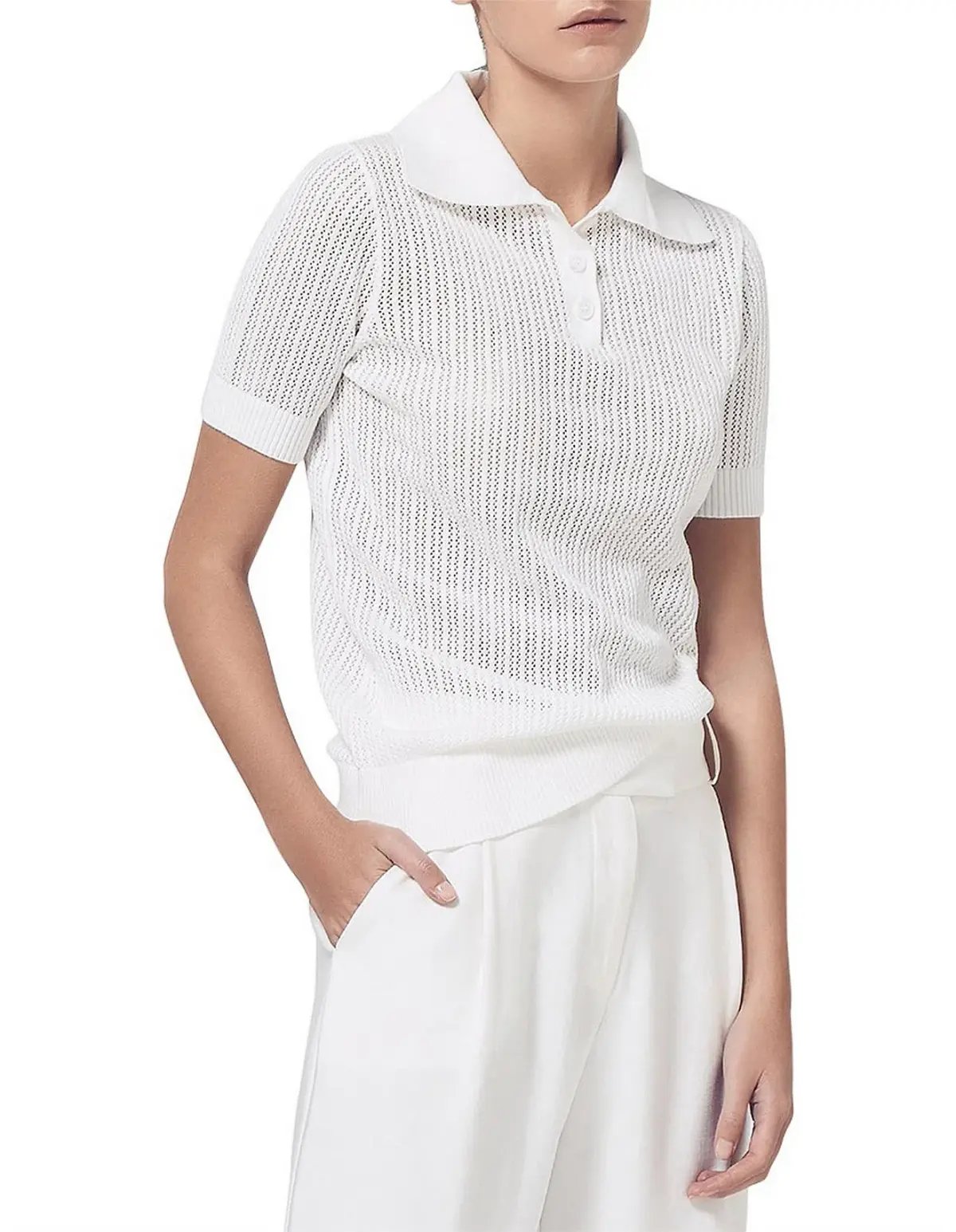 Viktoria & Woods Double Knit Polo Top White Size 1 / AU 8 photo 3