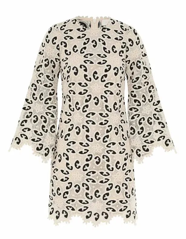 Zimmermann Ottie Lace Mini Dress in Cream/Black Size 0 / AU 8 photo 4