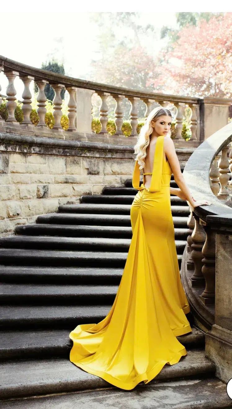 Nicole Bakti Estelle Dress Yellow Size 8 photo 2